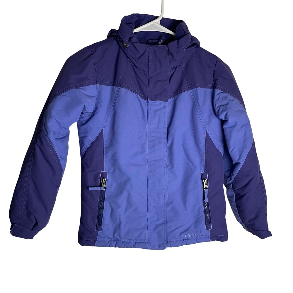 LL Bean Kids Insulated Jacket Size 6X/7 Purple Full Zip Thinsulate Hooded Coat